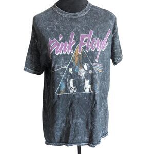 Pink Floyd Dark Side Of The Moon Graphic T-Shirt S/M Acid Wash Grey Rock Band